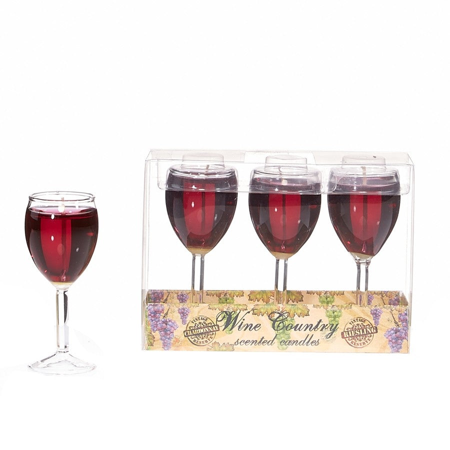 Decoflair & Decoglow WNC2834 Wine Country Wine Glass Candle Threepc Set Home Decor Bronze / Dark