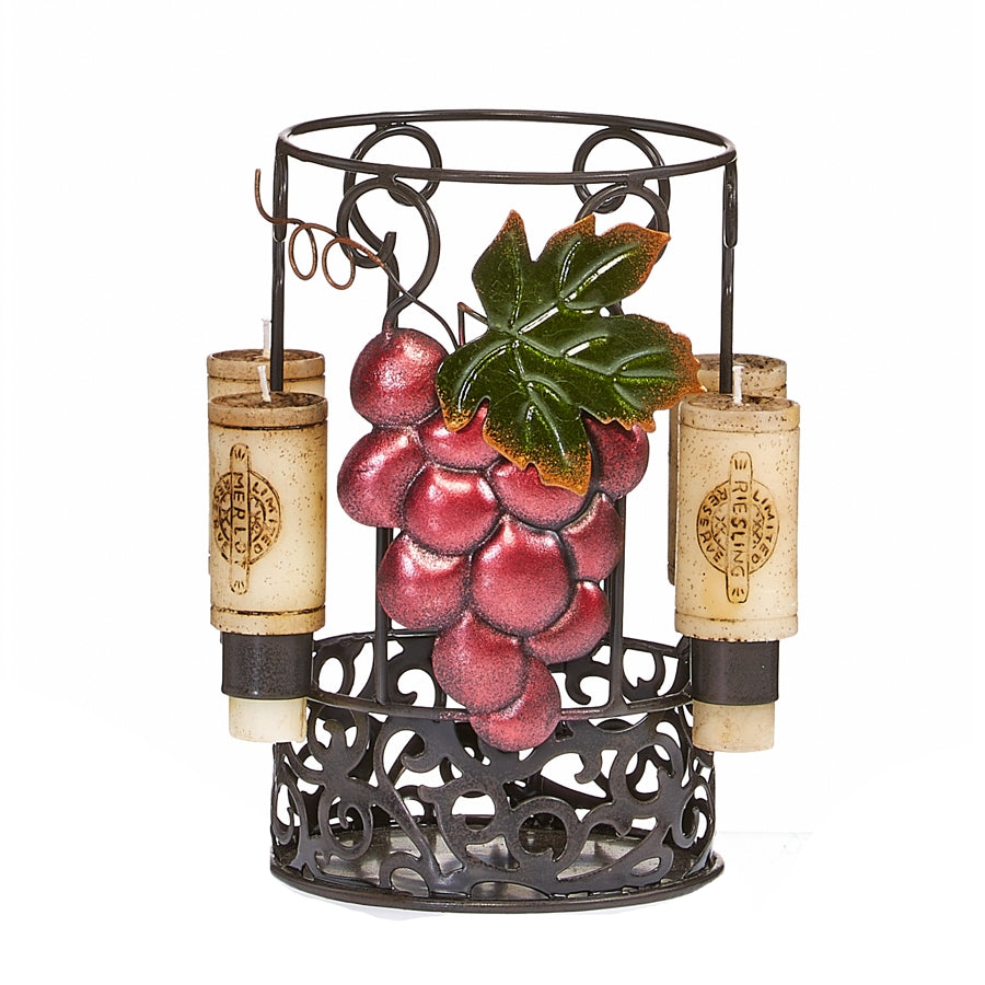 Decoflair & Decoglow WNC2965 Wine Country Cork Candle Holder Home Decor Bronze / Dark