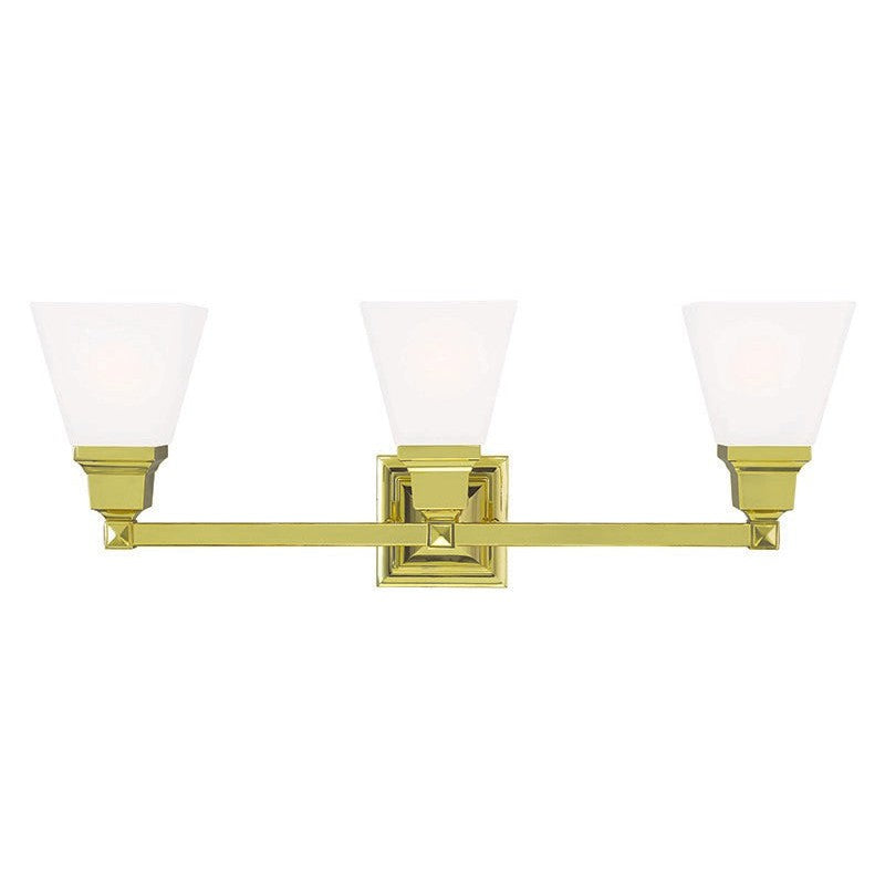 Livex Mission 1033-02 Bath Vanity Light 26 in. wide - Polished Brass