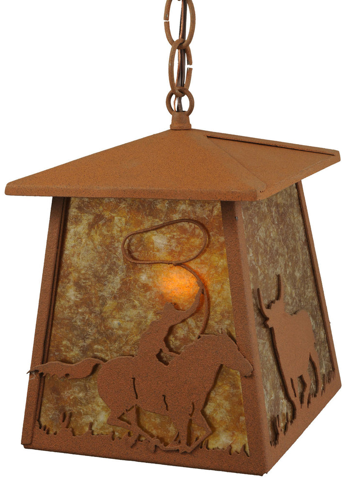Meyda Tiffany Lighting 114537 Cowboy & Steer One Light Pendant Outdoor Bronze / Dark