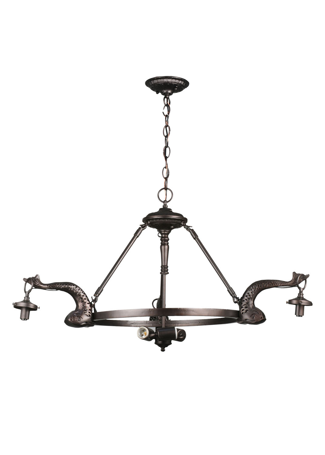 Meyda Tiffany Lighting 110426 Leaping Trout Six Light Chandelier Utility Light Bronze / Dark