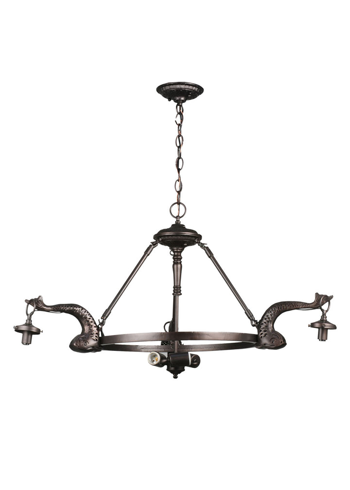 Meyda Tiffany Lighting 110426 Leaping Trout Six Light Chandelier Utility Light Bronze / Dark