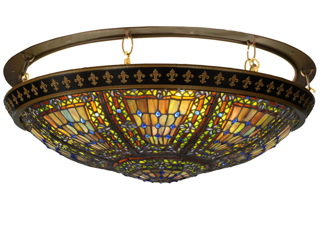 Meyda Tiffany Fleur-De-Lis 122540 Ceiling Light - Green/Blue Lt Blue Xag Blue