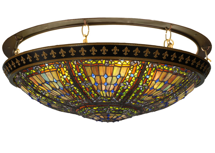 Meyda Tiffany Fleur-De-Lis 122540 Ceiling Light - Green/Blue Lt Blue Xag Blue