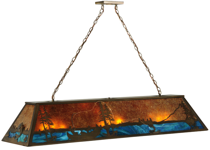Meyda Tiffany Trout & Fisherman 122907 Pendant Light - Antique Copper