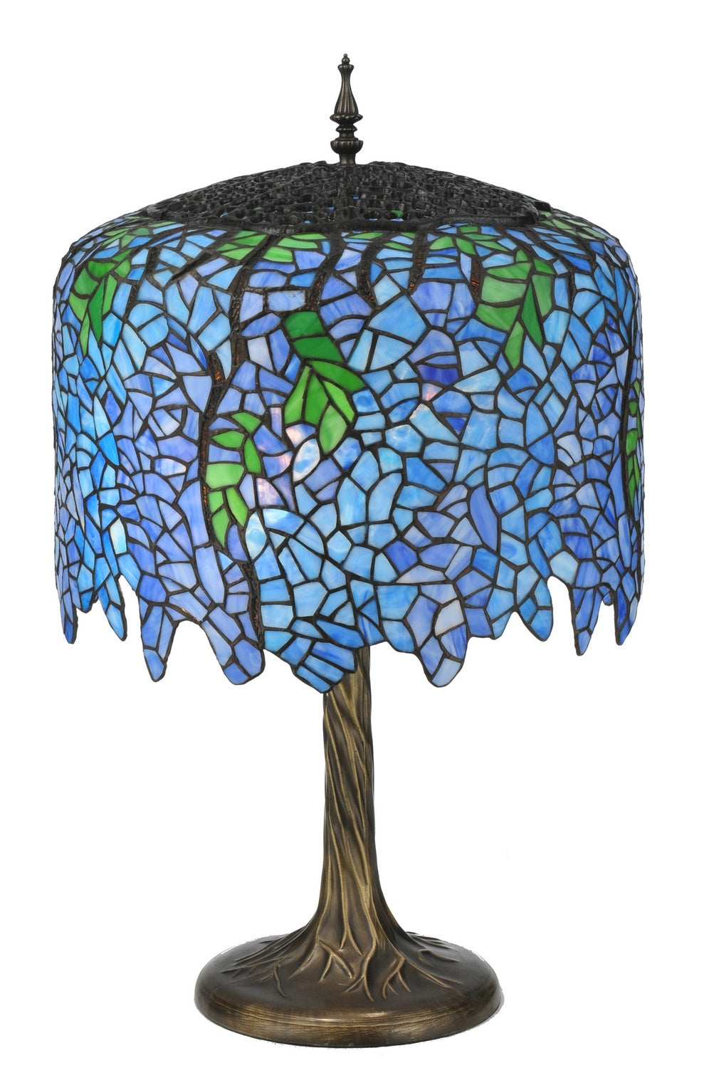 Meyda Tiffany Lighting 118689 Tiffany Wisteria Three Light Table Lamp Lamp Bronze / Dark