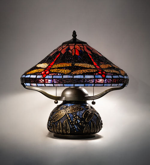 Meyda Tiffany Lighting 118749 Tiffany Dragonfly Two Light Table Lamp Lamp Bronze / Dark