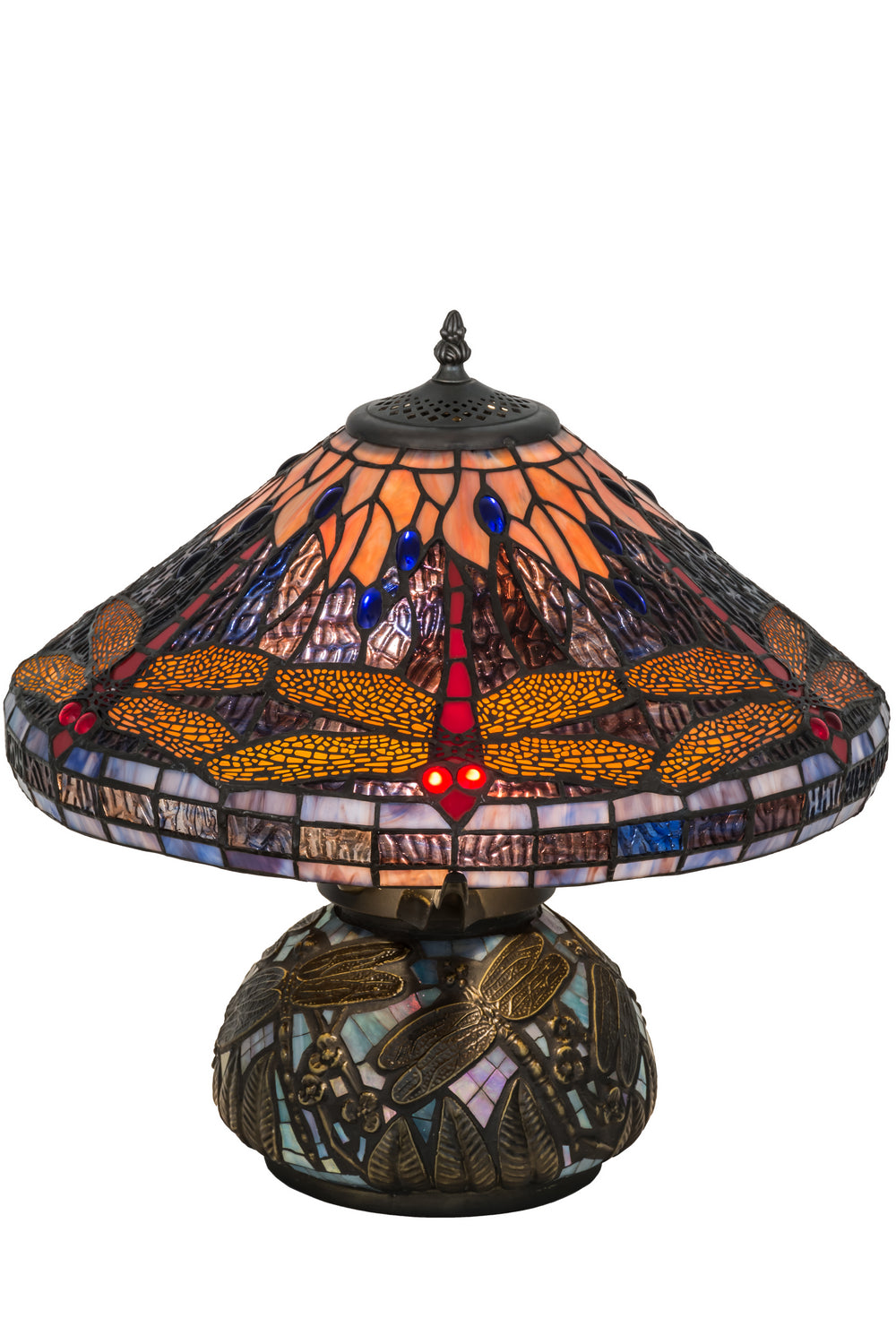 Meyda Tiffany Lighting 118749 Tiffany Dragonfly Two Light Table Lamp Lamp Bronze / Dark