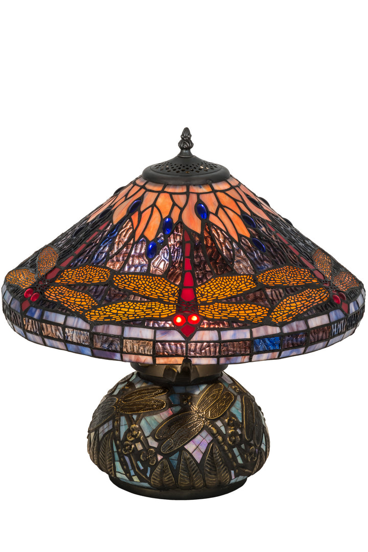 Meyda Tiffany Lighting 118749 Tiffany Dragonfly Two Light Table Lamp Lamp Bronze / Dark