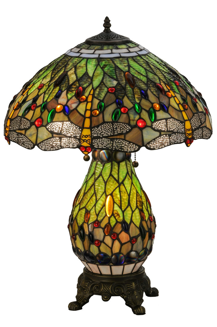 Meyda Tiffany Lighting 118845 Tiffany Hanginghead Dragonfly Two Light Table Lamp Lamp Bronze / Dark