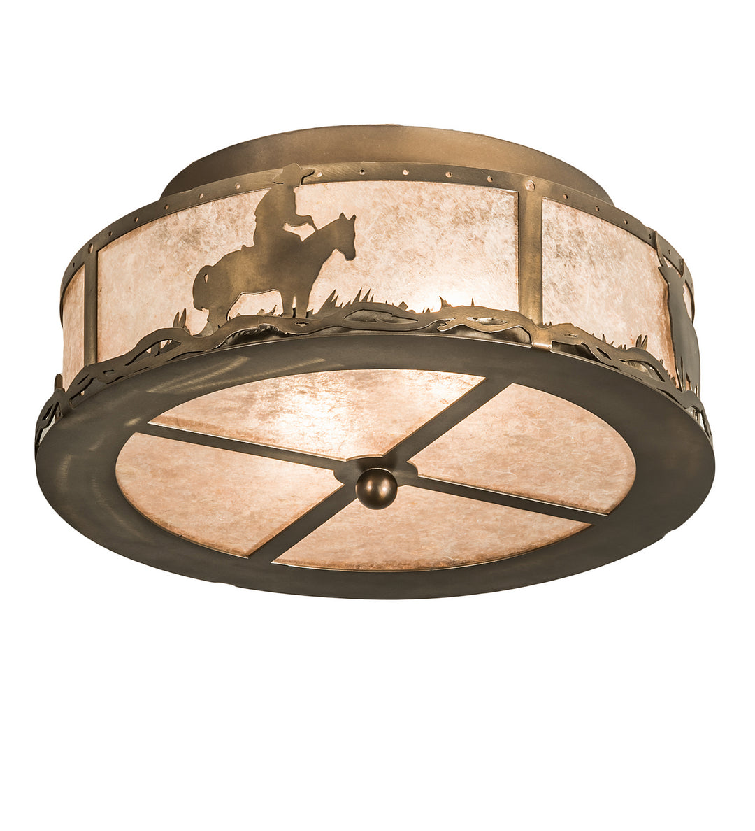 Meyda Tiffany Cowboy & Steer 118919 Ceiling Light - Antique Copper