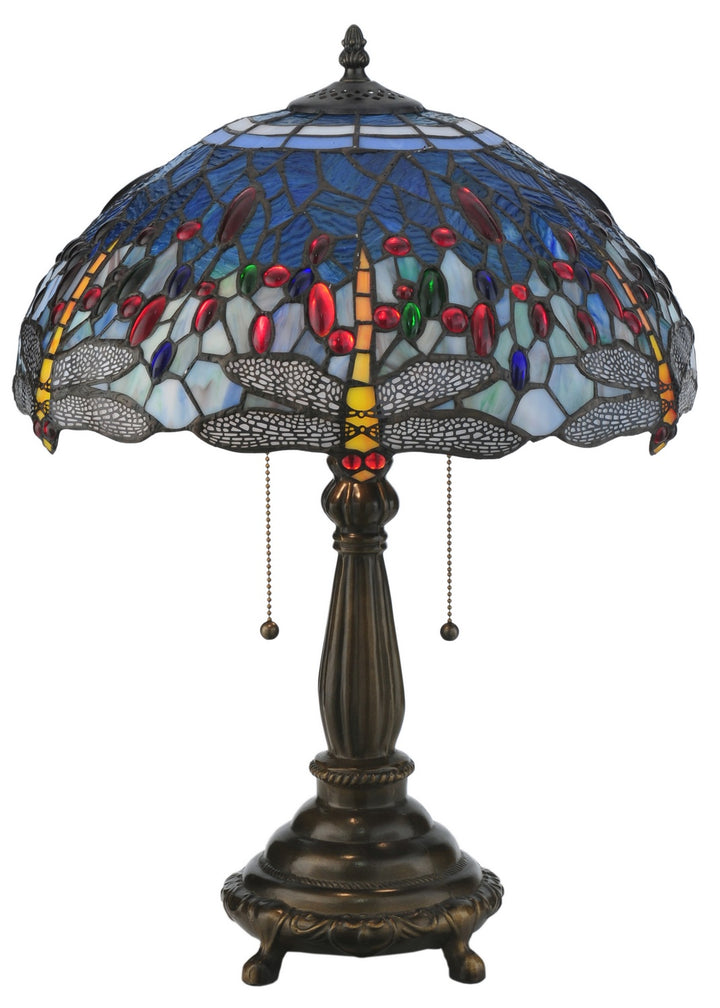 Meyda Tiffany Lighting 119650 Tiffany Hanginghead Dragonfly Two Light Table Lamp Lamp Bronze / Dark
