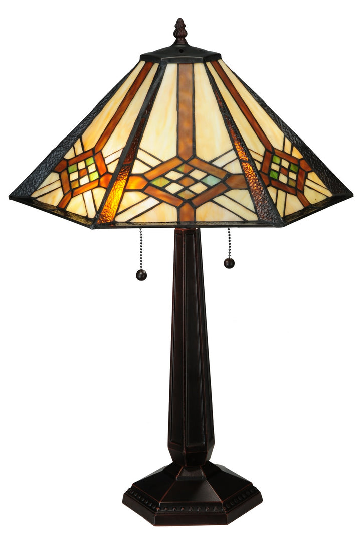 Meyda Tiffany Lighting 119659 Crosshairs Mission Two Light Table Lamp Lamp Bronze / Dark