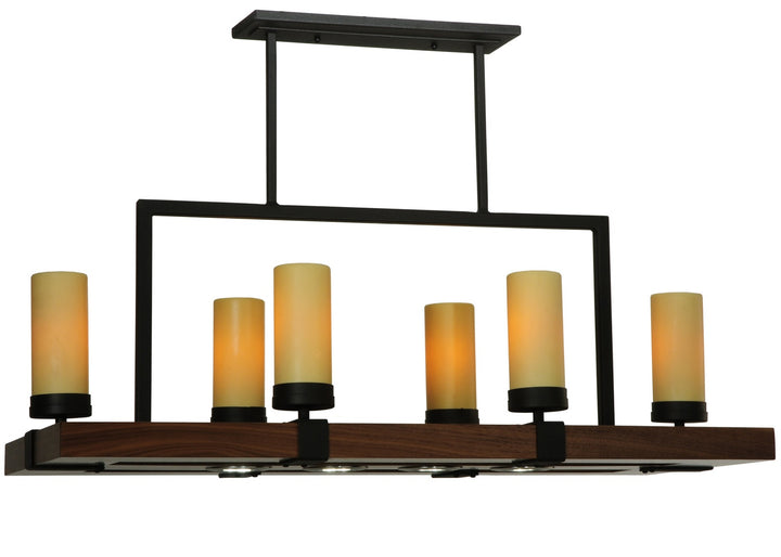Meyda Tiffany Grand Terrace 122288 Pendant Light - Natural Wood, Wrought Iron