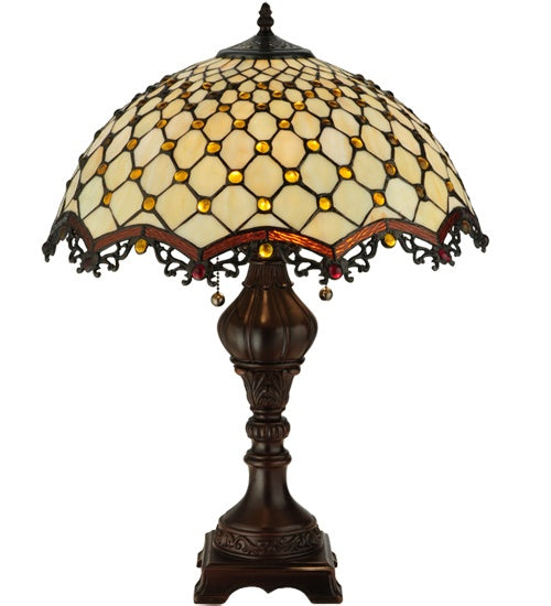Meyda Tiffany Lighting 124834 Jeweled Katherine Two Light Table Lamp Lamp Bronze / Dark
