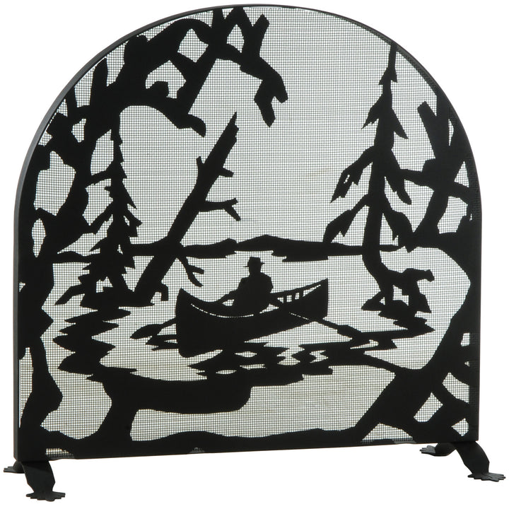 Meyda Tiffany Lighting 124963 Canoe At Lake Fireplace Screen Home Decor Black