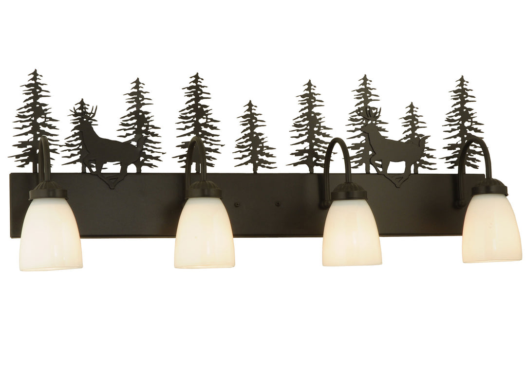 Meyda Tiffany Deer Through The Trees 126281 Bath Vanity Light 33 in. wide - Timeless Bronze