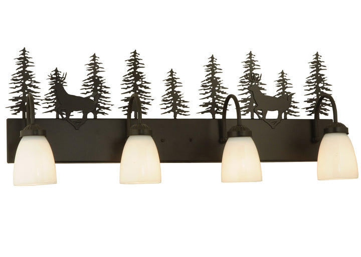 Meyda Tiffany Deer Through The Trees 126281 Bath Vanity Light 33 in. wide - Timeless Bronze