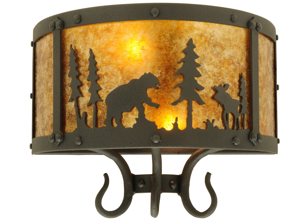 Meyda Tiffany Wildlife At Pine Lake 126762 Wall Light - Hand Wrought Iron