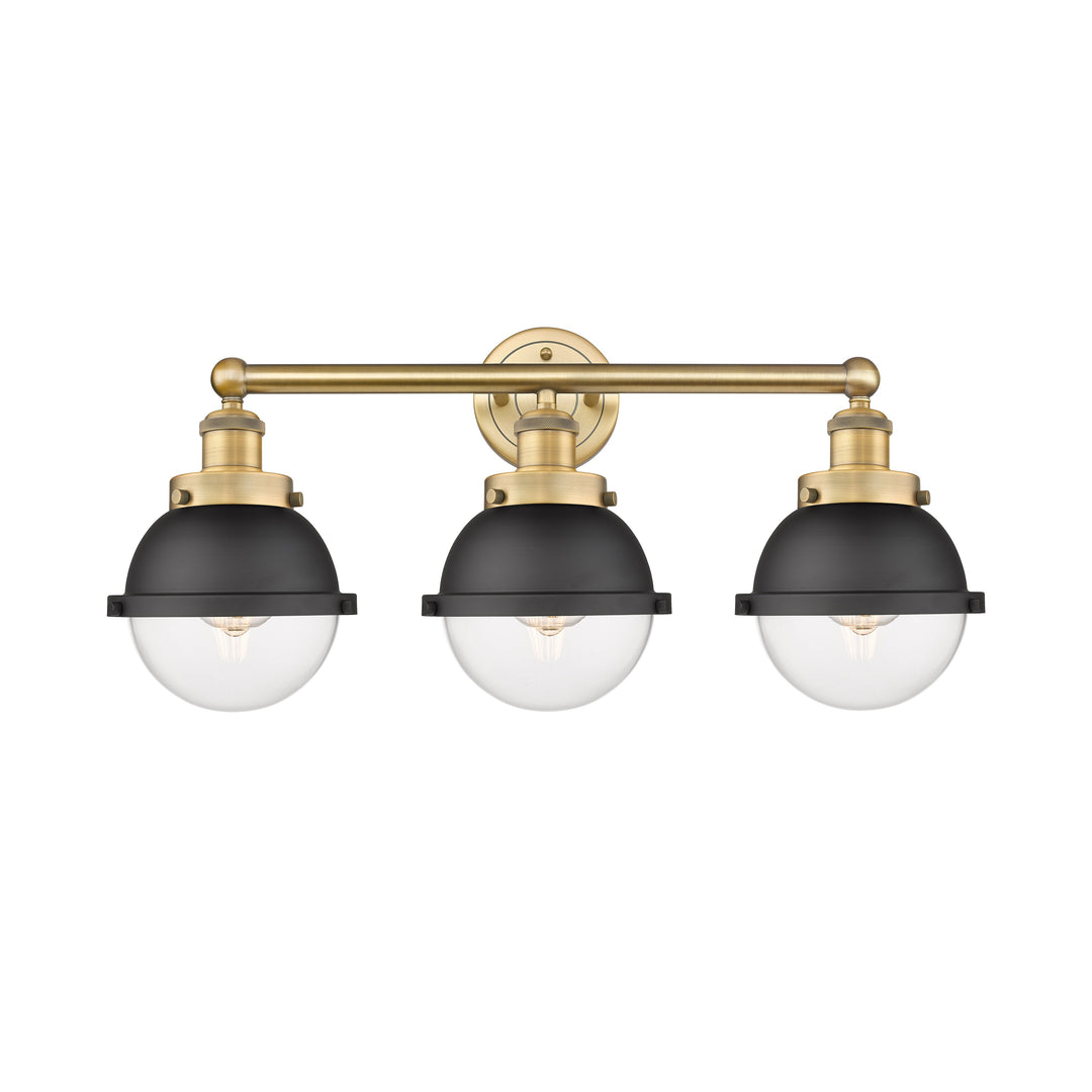 Innovations Downtown Urban 616-3W-BB-HFS-62-BK Bath Vanity Light 26 in. wide - Brushed Brass
