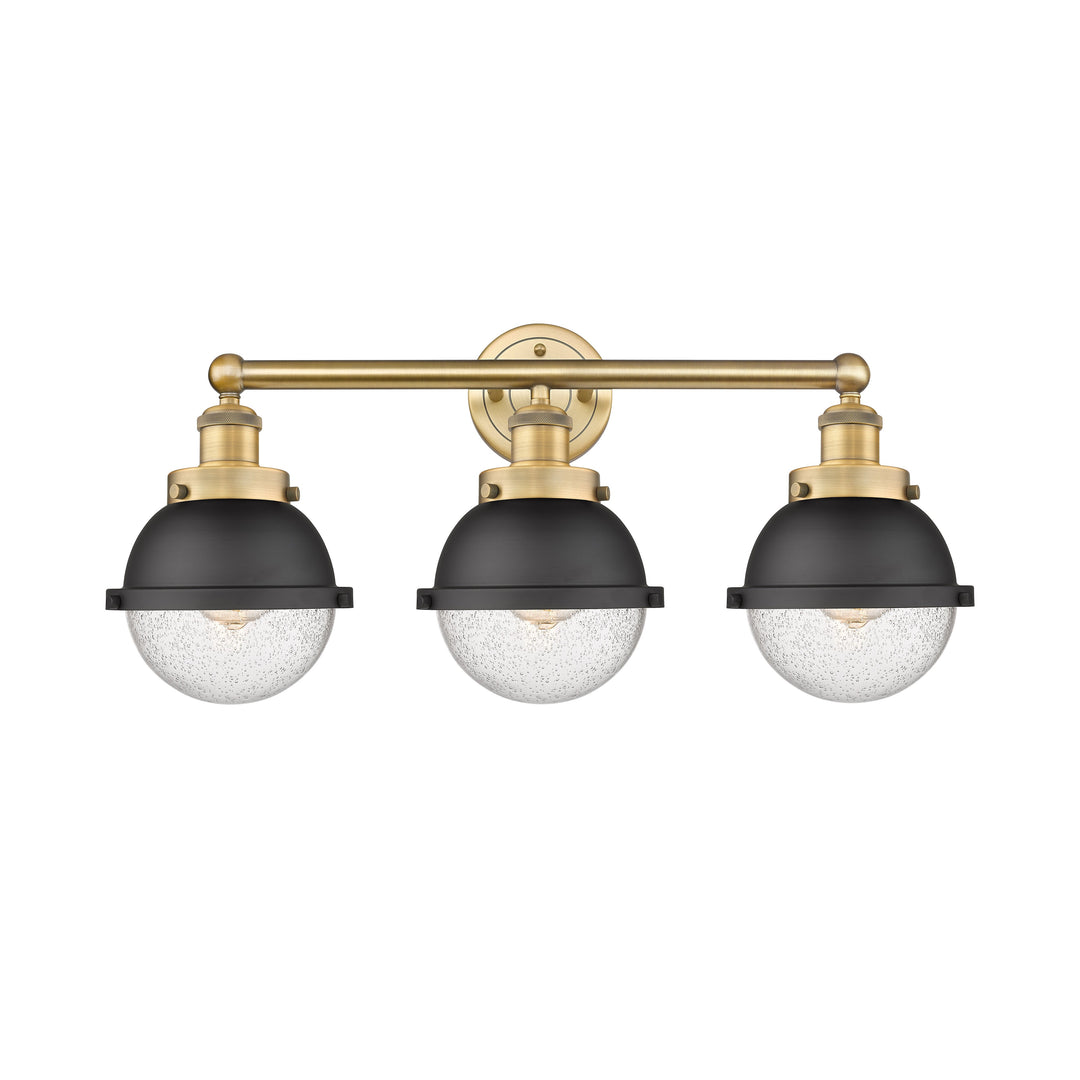 Innovations Downtown Urban 616-3W-BB-HFS-64-BK Bath Vanity Light 26 in. wide - Brushed Brass