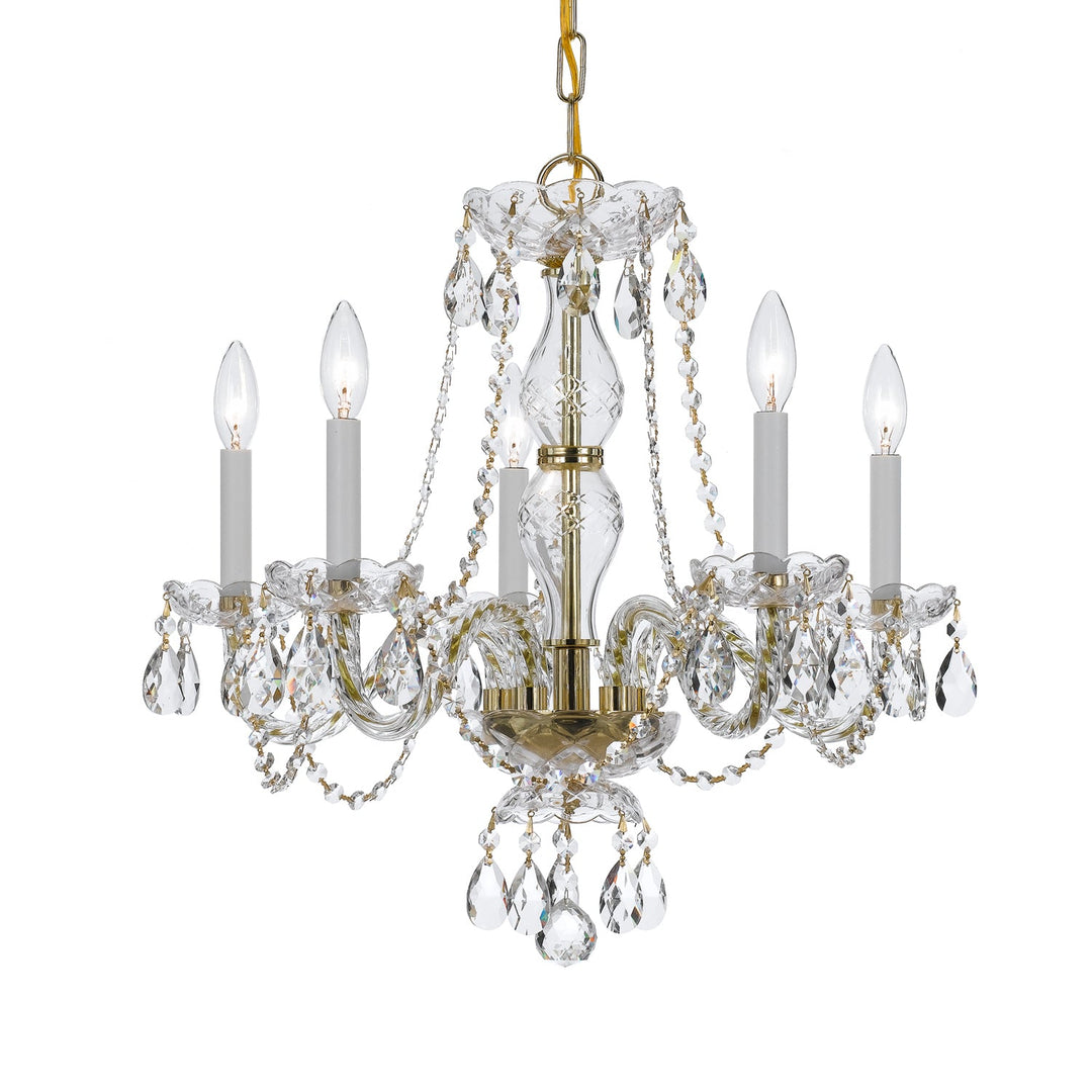 Crystorama Traditional Crystal 5085-PB-CL-SAQ Chandelier Light - Polished Brass