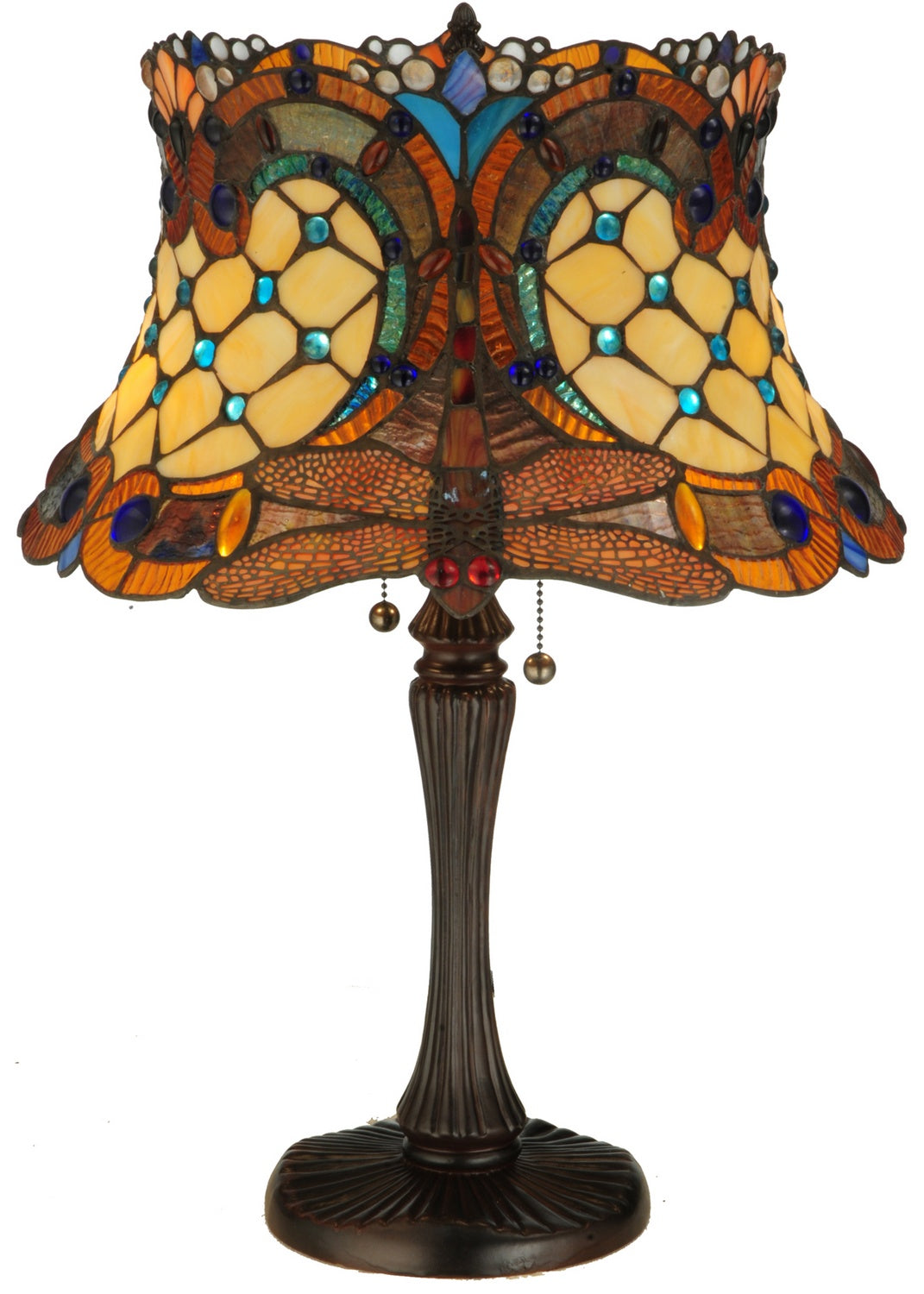 Meyda Tiffany Lighting 130762 Hanginghead Dragonfly Two Light Table Lamp Lamp Bronze / Dark