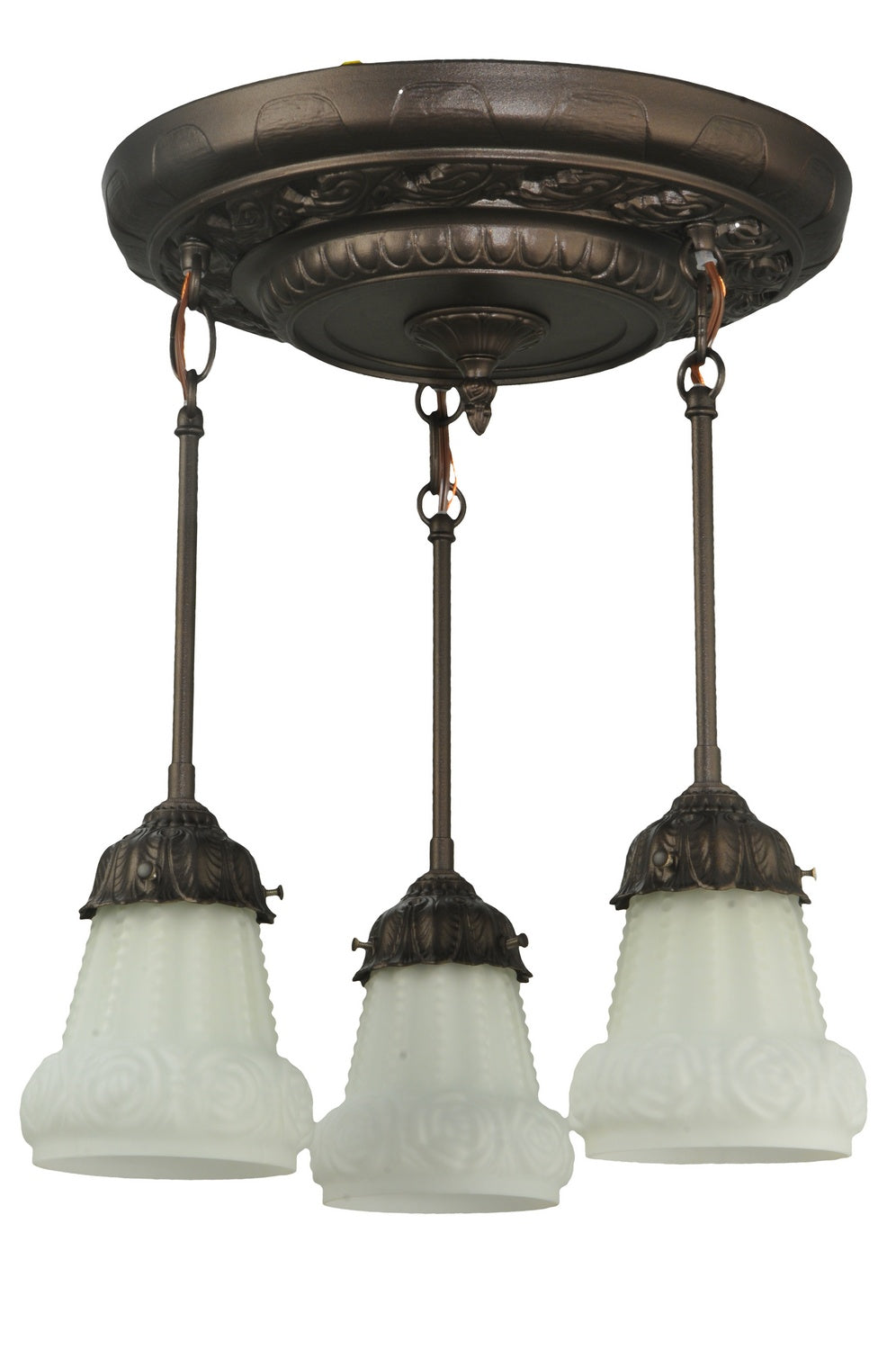 Meyda Tiffany White Puffy Rose 130778 Pendant Light - Mahogany Bronze