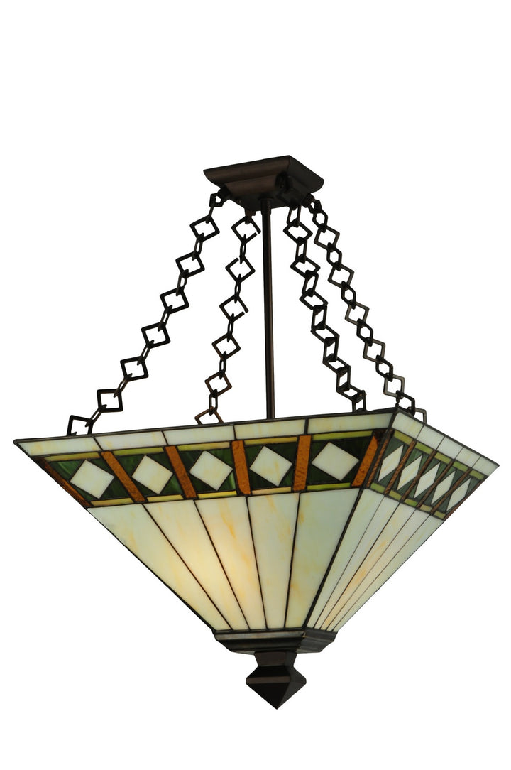 Meyda Tiffany Diamond Band Mission 130792 Ceiling Light - Mahogany Bronze