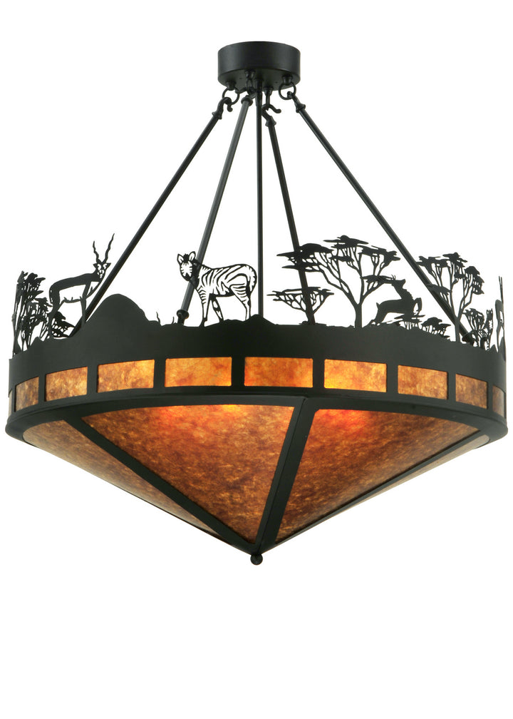 Meyda Tiffany Serengeti 130870 Ceiling Light - Black/Amber Mica