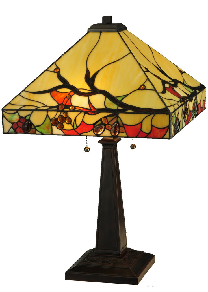 Meyda Tiffany Lighting 131507 Woodland Berries Two Light Table Lamp Lamp Bronze / Dark