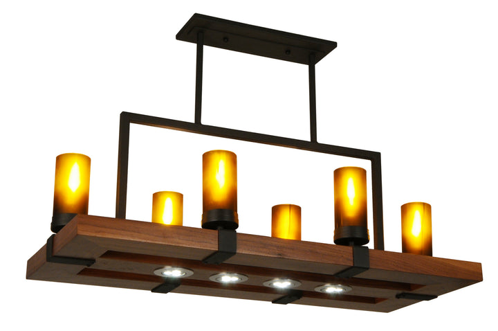 Meyda Tiffany Grand Terrace 133419 Pendant Light - Natural Wood, Wrought Iron