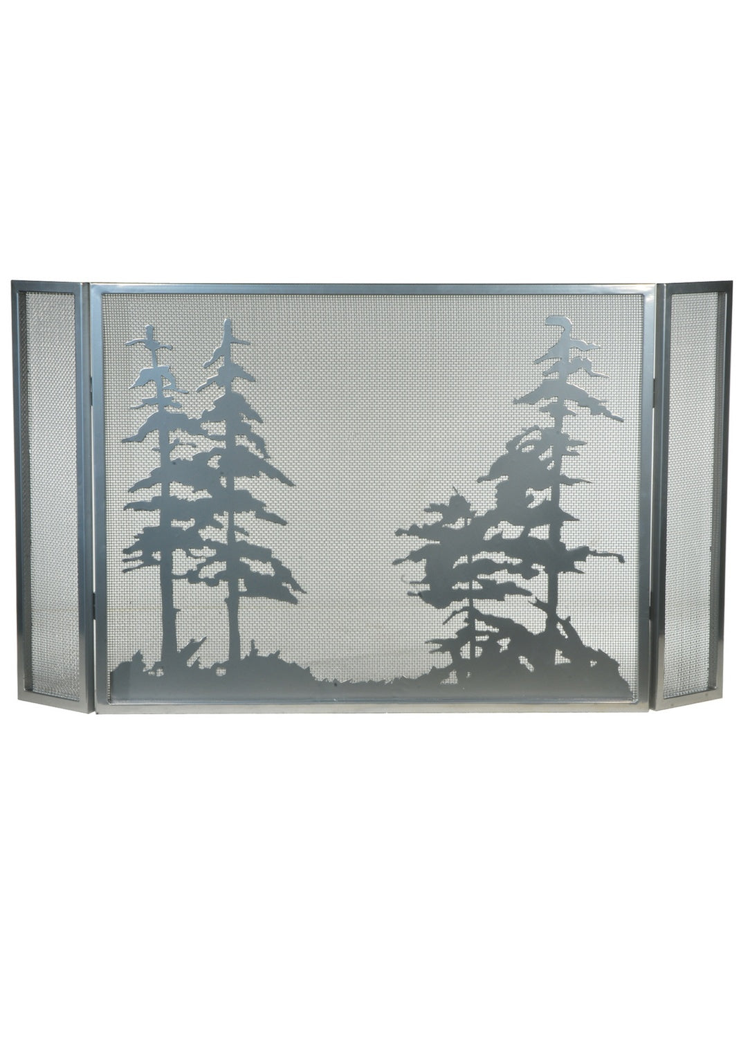 Meyda Tiffany Lighting 133721 Tall Pines Fireplace Screen Home Decor Pewter, Nickel, Silver