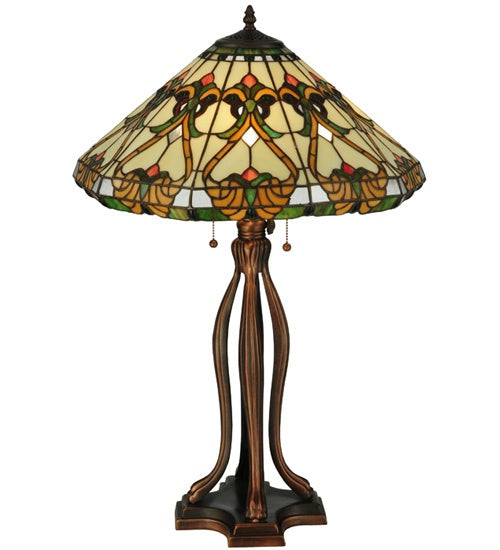 Meyda Tiffany Lighting 134150 Middleton Three Light Table Base Hardware Lamp Bronze / Dark