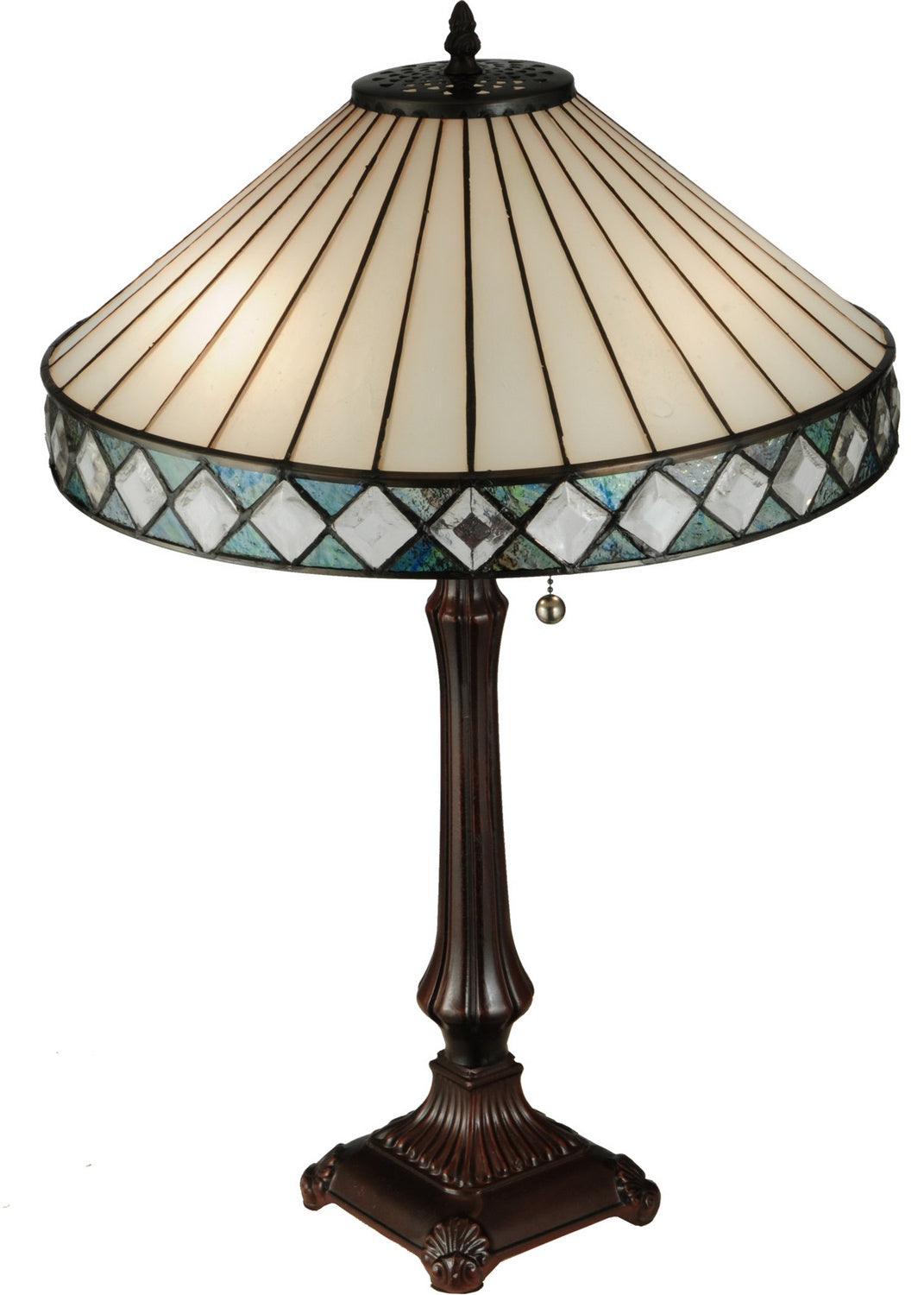 Meyda Tiffany Lighting 134537 Diamondring Two Light Table Lamp Lamp Bronze / Dark
