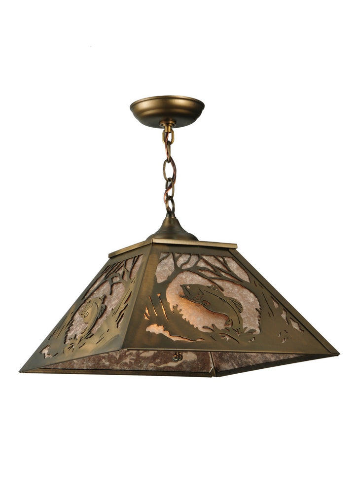 Meyda Tiffany Northwoods Leaping Bass 135709 Pendant Light - Antique Copper