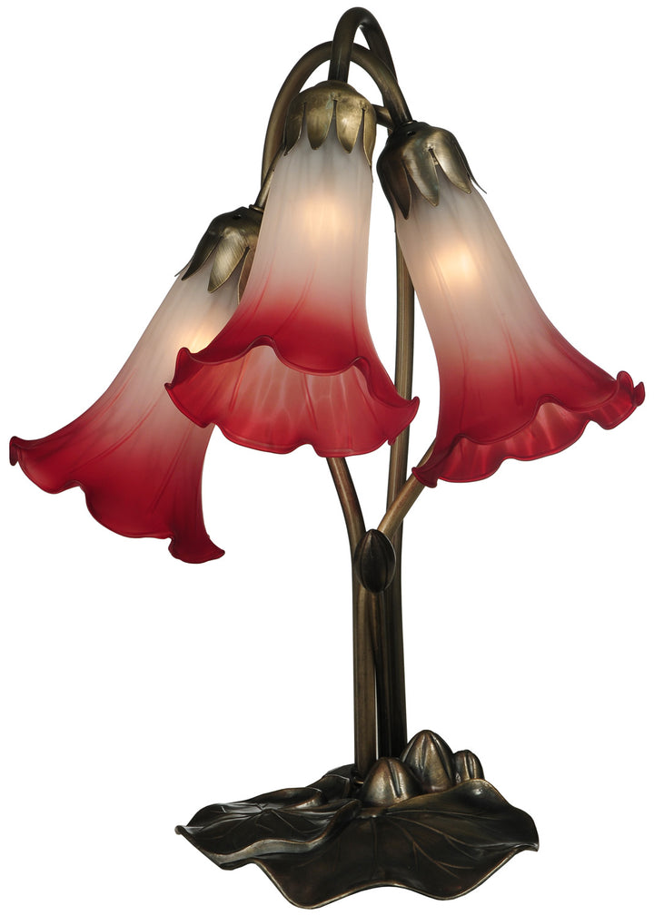 Meyda Tiffany Lighting 13593 Pink/White Three Light Accent Lamp Lamp Bronze / Dark