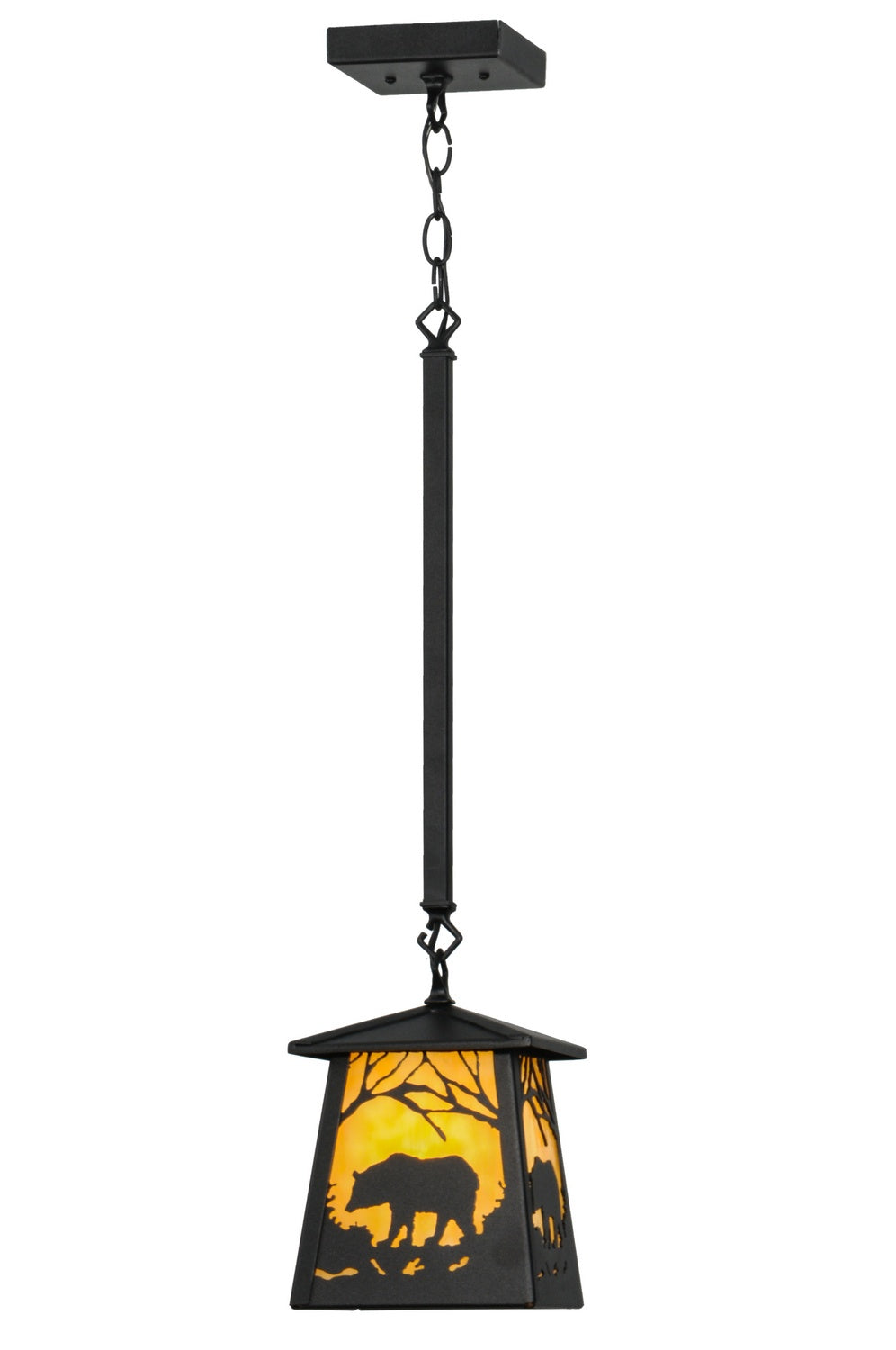 Meyda Tiffany Lighting 81674 Bear At Dawn One Light Mini Pendant Outdoor Black