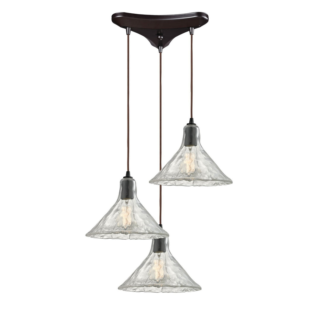 Elk Hand Formed Glass 10435/3 Pendant Light - Oil Rubbed Bronze