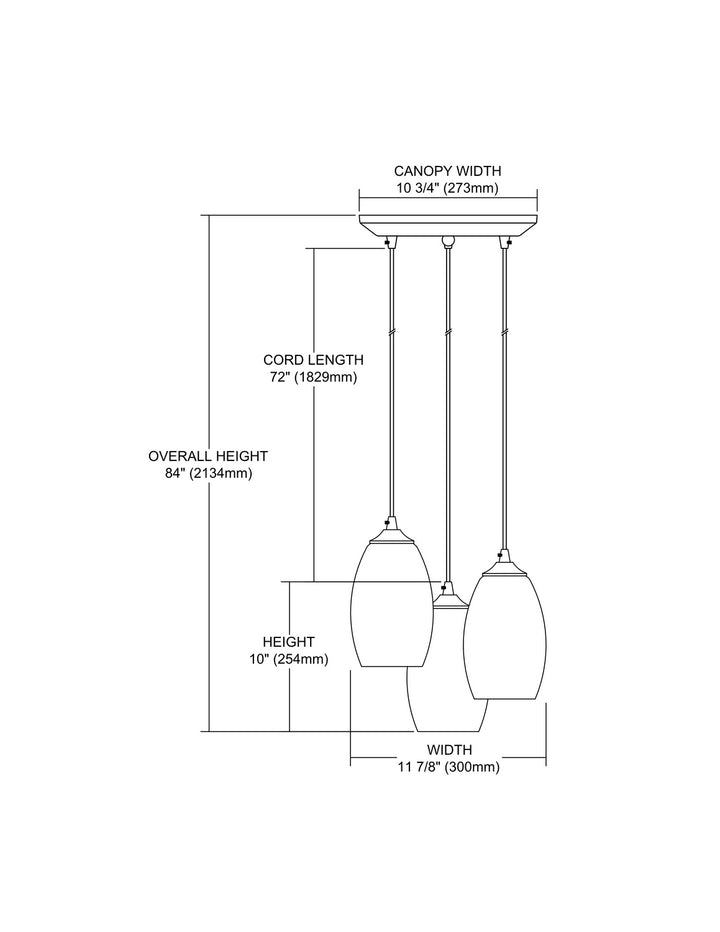 Elk Tidewaters 31630/3 Pendant Light - Satin Nickel