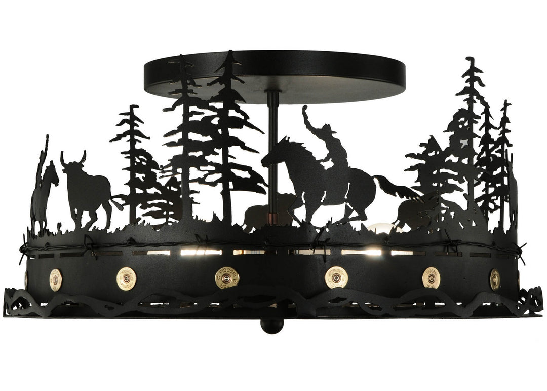 Meyda Tiffany Cowboy & Steer 136277 Ceiling Light - Black/Silver Mica
