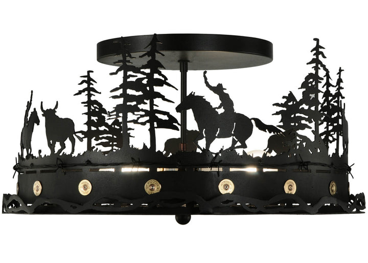 Meyda Tiffany Cowboy & Steer 136277 Ceiling Light - Black/Silver Mica