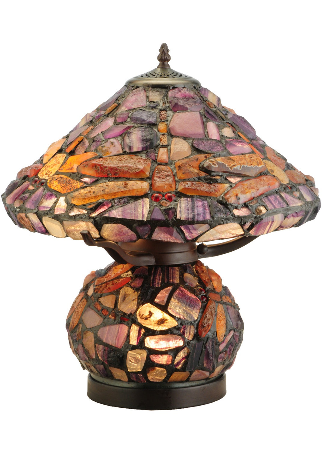 Meyda Tiffany Lighting 138107 Dragonfly Two Light Table Lamp Lamp Bronze / Dark