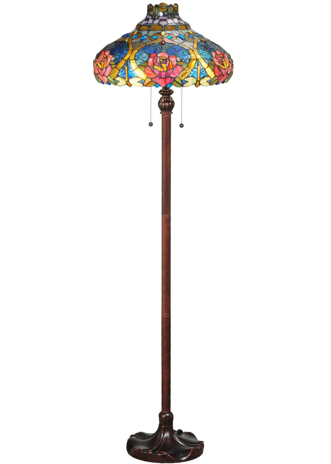 Meyda Tiffany Lighting 138109 Dragonfly Rose Floor Lamp Lamp Bronze / Dark