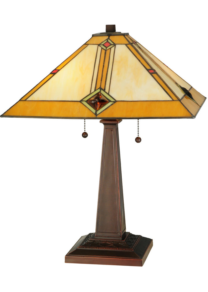 Meyda Tiffany Lighting 138110 Diamond Mission Two Light Table Lamp Lamp Bronze / Dark