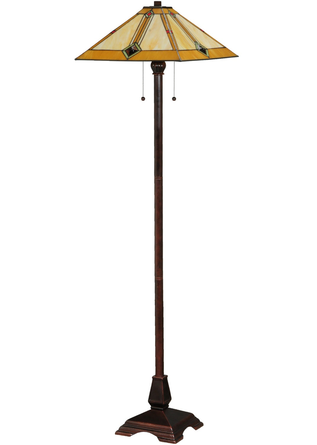 Meyda Tiffany Lighting 138112 Diamond Mission Two Light Floor Lamp Lamp Bronze / Dark