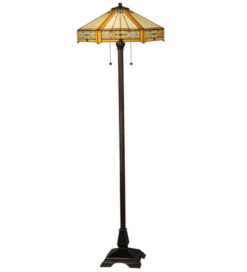 Meyda Tiffany Lighting 138114 Peaches Two Light Floor Lamp Lamp Bronze / Dark