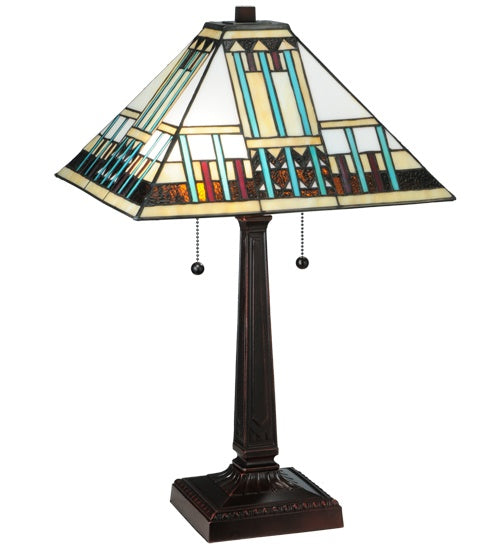 Meyda Tiffany Lighting 138119 Prairie Peaks Two Light Table Lamp Lamp Bronze / Dark