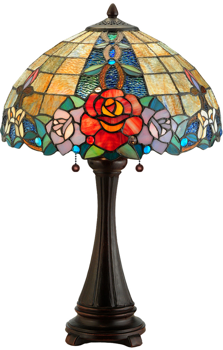Meyda Tiffany Lighting 138121 Rose Vine Two Light Table Lamp Lamp Bronze / Dark