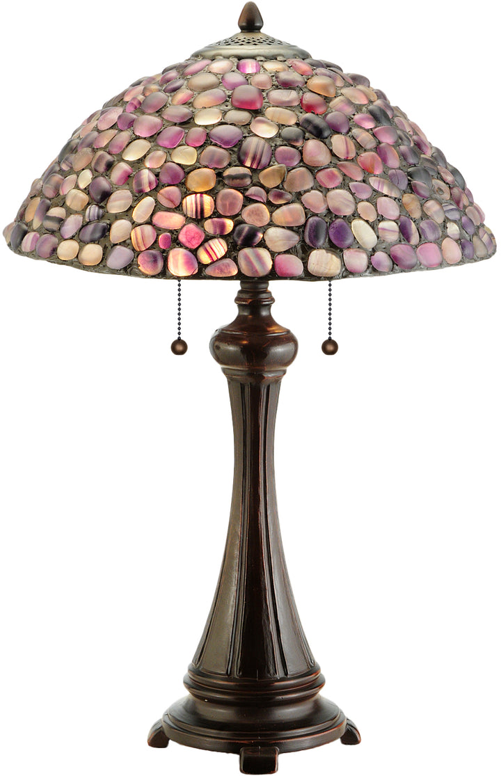 Meyda Tiffany Lighting 138125 Agata Two Light Table Lamp Lamp Bronze / Dark